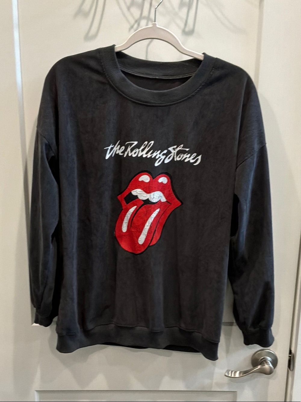 the Rolling Stones Black Sweatshirt with Red Tongue and White Script Small